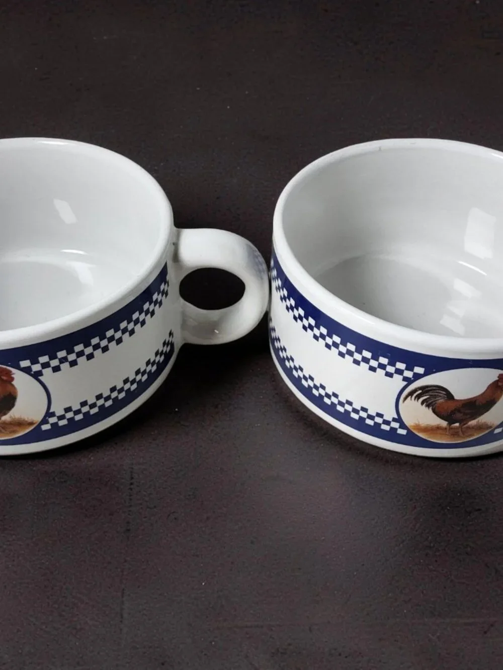 Vintaged Houston Harvest Set of 2 Ceramic Rooster or Chicken Soup Bowls